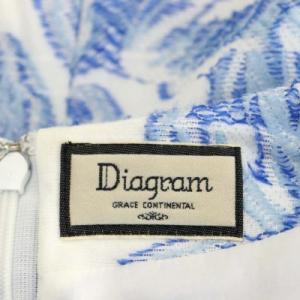 Diagram GRACE CONTINENTAL フレア切替7分袖 トップス カットソー ペプラム  七分袖 38 白 ホワイト ブルー 青色 ライトブルー 水色