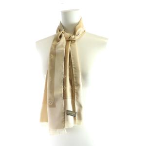 LOUIS VUITTON スカーフ モノグラム シルク 絹 ベージュ OH