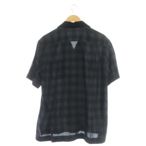 sacai バッファローチェック半袖シャツ 切替 1 グレー 黒ブラック 22-02700M