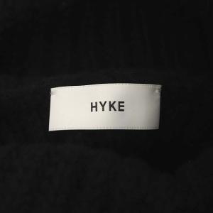 HYKE リブタートルネックセーターケーブルフリンジベストニット ウール ブラック