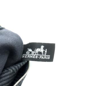 HERMES ヨッティングPM フラットポーチ キャンバス 黒 ブラック グレー OH