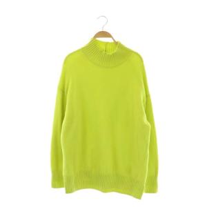 ビッグ タートルネック ニット 長袖 ウール カシミヤ混 黄緑 イエローグリーン