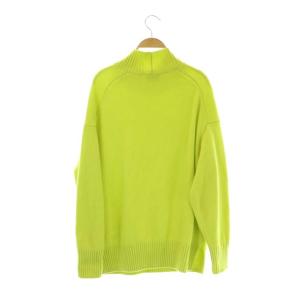 UNITED ARROWS ビッグ タートルネック ニット 長袖 ウール カシミヤ混 黄緑 イエローグリーン