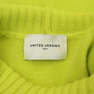 UNITED ARROWS ビッグ タートルネック ニット 長袖 ウール カシミヤ混 黄緑 イエローグリーン