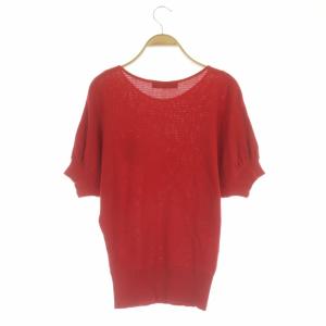 M'S GRACY コサージュ付きドルマンスリーブニット セーター 五分袖 プルオーバー 38 赤 レッド