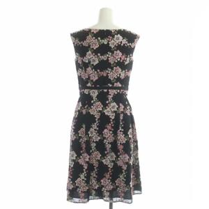 TOCCA AMARILLIS ドレス ワンピース ひざ丈 ノースリーブ 刺繍 花柄 00 黒 ブラック ピンク