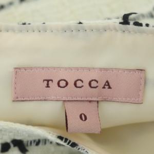 TOCCA 洗えるツイード TRAM ドレス ワンピース フレンチスリーブ 台形 膝丈 ラウンドネック 0 白 黒 ホワイト ブラック