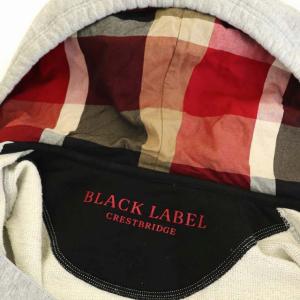 BLACK LABEL CRESTBRIDGE パーカー スエット 長袖 ジップアップ フード裏チェック ロゴ刺繍 2 グレー