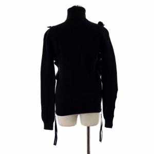 N°21 ニット セーター サイドジップスリット フリル 長袖 タートルネック プルオーバー ウール 黒 ブラック