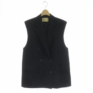 22SS テーラードベスト ダブル ミドル丈 36 黒 ブラック