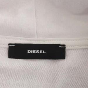 DIESEL ロゴプリントパーカー プルオーバー フード L 白 紫 緑 ホワイト パープル グリーン