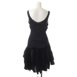 suzukitakayuki ニットドッキングキャミソールチュニックブラウス フリル プルオーバー チャコール ブラック