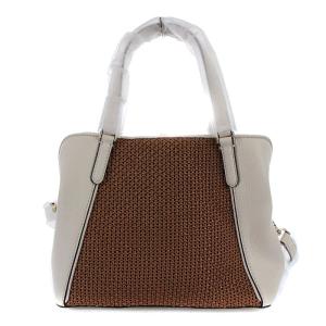 kate spade new york 20年製 ジャクソン ハンドバッグ ショルダーバッグ 2way ストロー レザー 白 ホワイト 茶 ブラウン