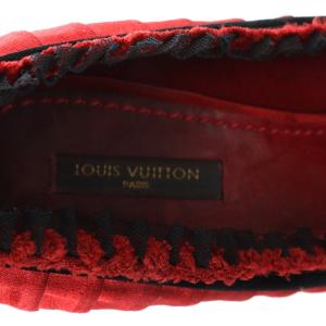 LOUIS VUITTON パンプス サテン リボン 38.5 25.5cm 赤 レッド