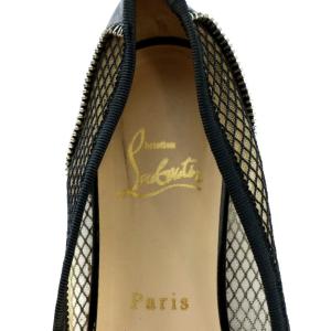 Christian Louboutin バレエシューズ スタッズ メッシュ 38 25cm 黒 ブラック