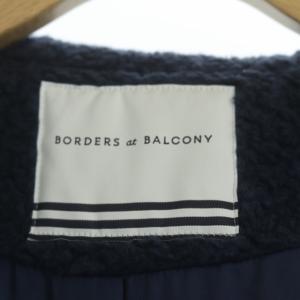 BORDERS at BALCONY 21AW ボア フードコート アウター ロング ブークレ ダブル 36 ネイビー
