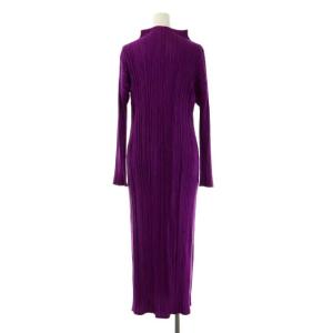 PLEATS PLEASE ISSEY MIYAKE プリーツ ワンピース ロング 長袖 ハイネック 3 パープル