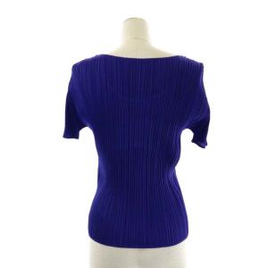 PLEATS PLEASE ISSEY MIYAKE イッセイミヤケ プリーツ ショートスリーブ カットソー Uネック 半袖 3 青 ブルー