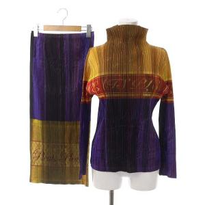 セットアップ プリーツカットソー タイトスカート シャンパン柄 4 2 マルチカラー