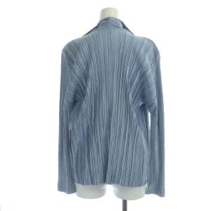 PLEATS PLEASE ISSEY MIYAKE プリーツ ボタンレス テーラードジャケット 長袖 3 スカイブルー