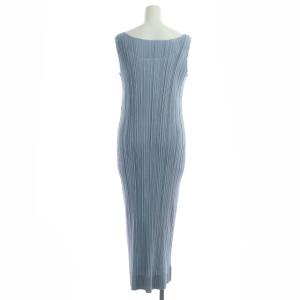 PLEATS PLEASE ISSEY MIYAKE プリーツ ノースリーブ ワンピース ロング タイト 3 スカイブルー