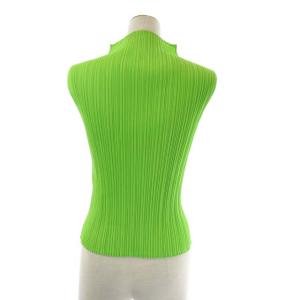 イッセイミヤケ プリーツ ハイネック ノースリーブ カットソー 3 緑 グリーン