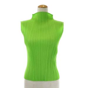 PLEATS PLEASE ISSEY MIYAKE イッセイミヤケ プリーツ ハイネック ノースリーブ カットソー 3 緑 グリーン