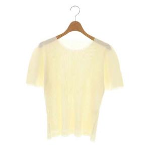 イッセイミヤケ プリーツ フリンジ カットソー 半袖 3 アイボリー