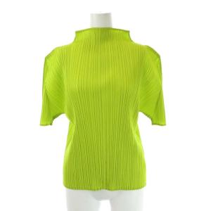 イッセイミヤケ プリーツ ハイネック ショートスリーブ カットソー 3 緑 グリーン