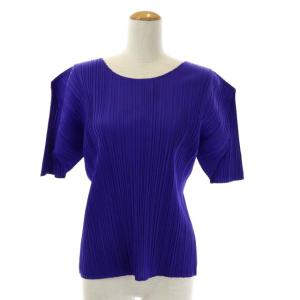 イッセイミヤケ プリーツ ショートスリーブ カットソー 半袖 3 紫 パープル