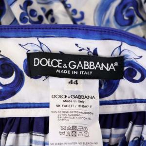 DOLCE&GABBANA ロングスカート マヨリカプリント 44 青 白