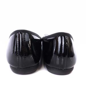 Repetto ポインテッドフラットシューズ バレエシューズ リボン エナメル 37.5 23.7cm 黒 ブラック
