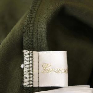 Grace Class 21AW サテン切替 ジャージマキシ ワンピース スクエアネック シアー リボン付き 七分袖 36 緑 グリーン