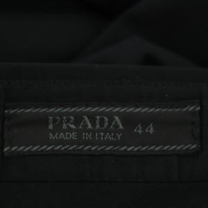 PRADA スリムテーパードパンツ ボタンフライ センタープレス 44 黒 ブラック