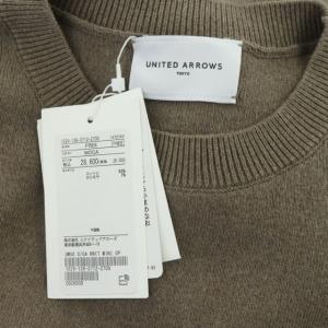 UNITED ARROWS C/CA クルーネック ニットワンピース コクーン カシミヤ混 長袖 オーバーサイズ ひざ丈 F モカ
