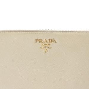 PRADA サフィアーノ 長財布 ラウンドジップ ロゴ べージュ 1M0506