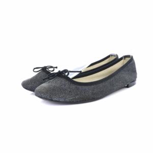 Repetto バレエシューズ リボン グリッター EUR38 24cm 黒 ブラック