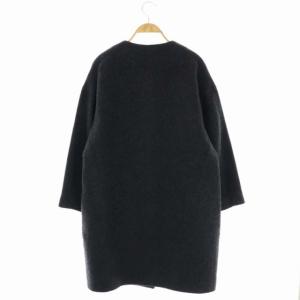 Plage ノーカラーコート アウター ロング 総裏地 クルーネック アルパカ混 ウール混 36 グレー