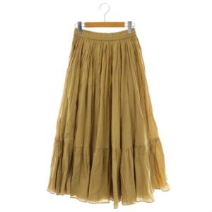 UWCS コットン ティアードスカート ロング ギャザー フレア イージー 36 マスタード