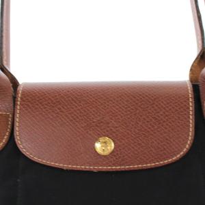 Longchamp LE PLIAGE SHOPPING トートバッグ ハンドバッグ 切替 ナイロン 茶色 ブラウン 黒 ブラック