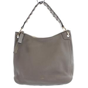 ワンショルダーバッグ レザー ロゴ グレージュ