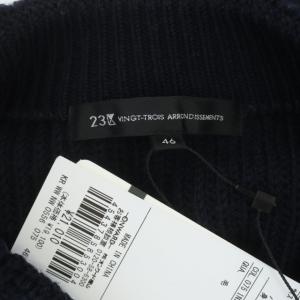 23区 vingt-trois 22AW ウールコード モックネック 切り替え編み ニット セーター プルオーバー 長袖 大きなサイズ