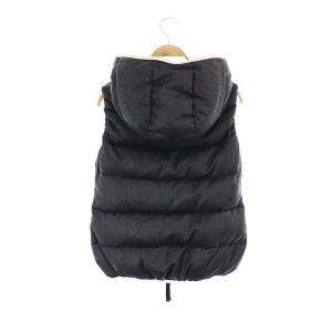 DUVETICA FEBEDUE ダウンベスト ジップアップ ウール フード ヘリンボーン柄 アウター 40 ダークグレー 紺 ネイビー