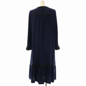 Grace Class 21AW ライン配色シャツドレス ワンピース ロング 長袖 前開き 36 紺 白 黒 ネイビー ホワイト ブラック