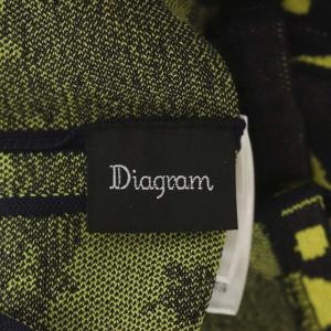 Diagram GRACE CONTINENTAL 22SS バイカラーフラワー ワンピース ニット ひざ丈 プリーツ 36 紺 黄 ネイビー イエロー