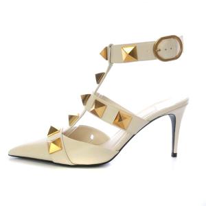 VALENTINO GARAVANI ローマンスタッズ カーフスキン パンプス レザー 37 白