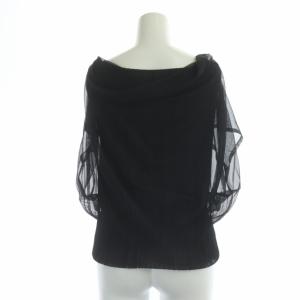 PLEATS PLEASE ISSEY MIYAKE プリーツ チュールドッキング カットソー 半袖 フレンチスリーブ シアー 4 ブラック