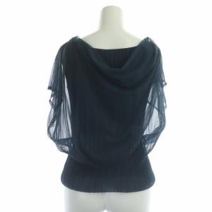 PLEATS PLEASE ISSEY MIYAKE プリーツ チュールドッキング カットソー フレンチスリーブ シアー 3 ネイビー