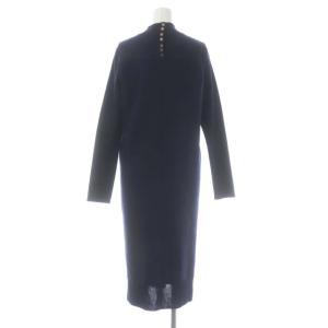 ANAYI 21AW スムースジャージニットコンビ ワンピース ひざ丈 ハイネック 長袖 38 ネイビー
