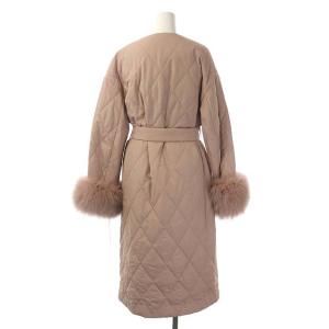 Diagram GRACE CONTINENTAL ファー付キルトコート ノーカラーコート 中綿 アウター ロング フォックスファー 38 スモークピンク